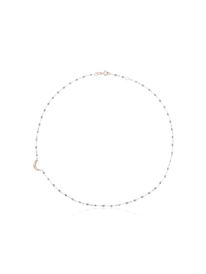 Gigi Clozeau Diamond Crescent Beaded Necklace - Metallic