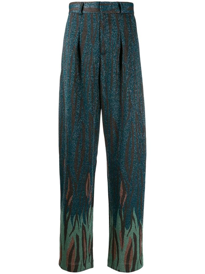 Circus Hotel High-waisted Printed Trousers - Blue