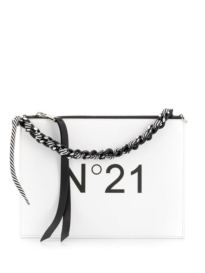 Nº21 Logo Print Shoulder Bag - White