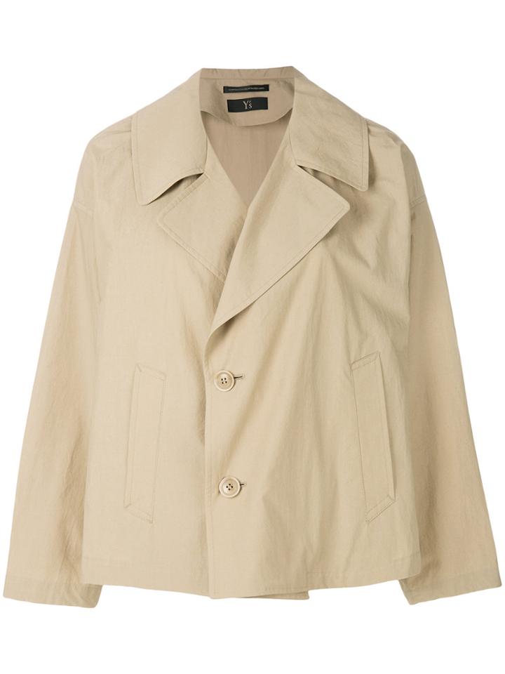 Y's Side Pocket Peacoat - Nude & Neutrals