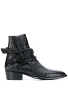 Amiri Croc-effect Ankle Boots - Black