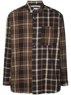 White Mountaineering Panelled Checked Print Shirt - Brown