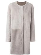 Yves Salomon Reversible Coat, Women's, Size: 38, Grey, Lamb Skin/lamb Fur