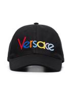 Versace Black Rainbow Logo Embroidered Baseball Cap