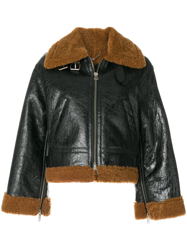 Golden Goose Deluxe Brand Shearling Trim Biker Jacket - Black