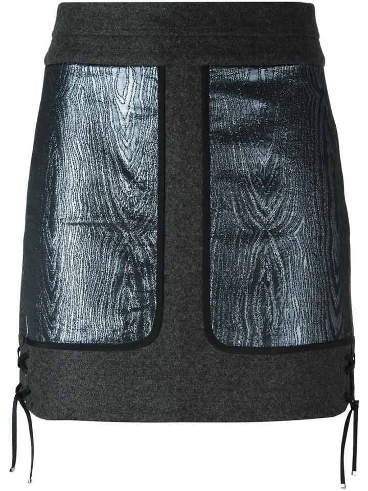 Diesel Black Gold Metallic Patch Skirt, Women's, Size: 38, Grey, Acrylic/nylon/polyester/virgin Wool