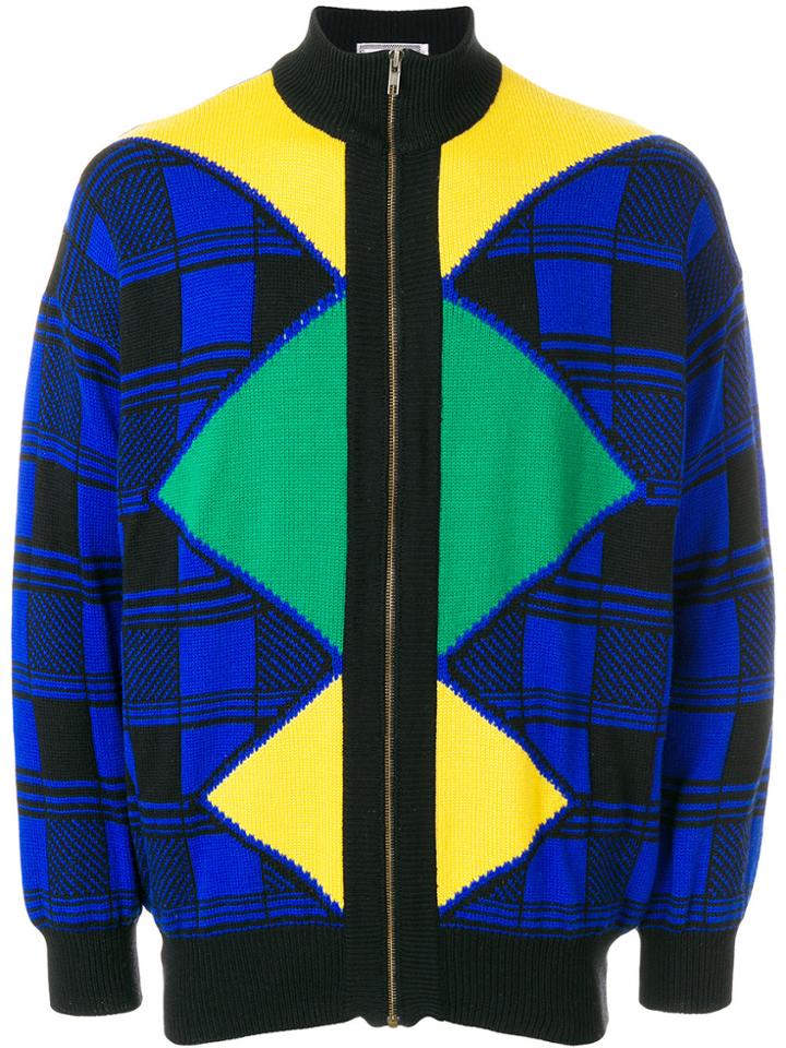 Versace Vintage 80's Zipped Cardigan - Blue