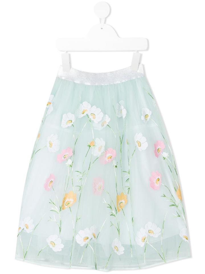 Simonetta - Floral Tulle Skirt - Kids - Cotton/polyamide - 8 Yrs, Green