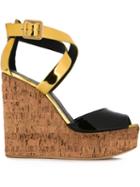 Giuseppe Zanotti Design Nancy Wedge Sandals, Women's, Size: 37.5, Black, Leather/patent Leather