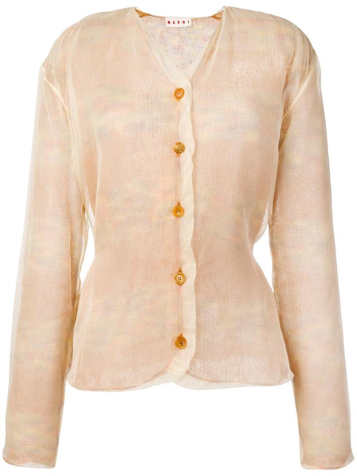 Marni Layered Knit V-neck Cardigan - Neutrals