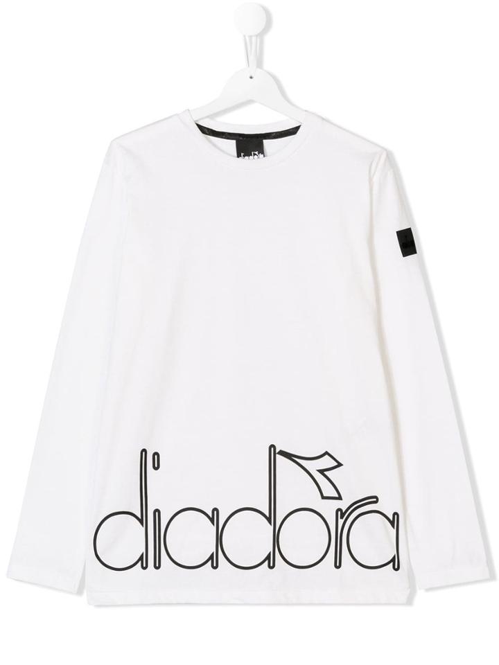 Diadora Junior Logo Print Sweater - White