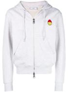 Ami Paris Zipped Hoodie With Patch Smiley - Grey