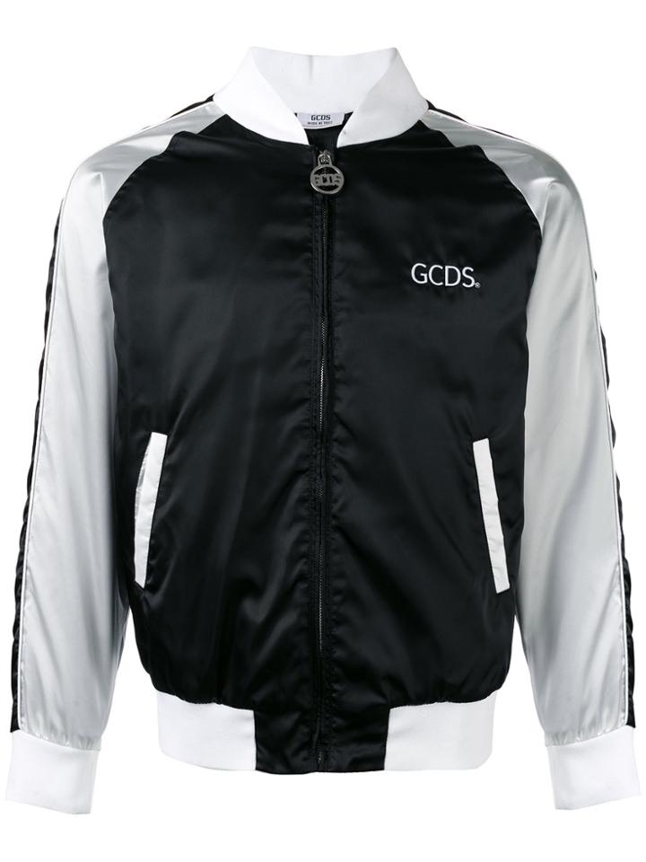 Gcds Stripe Panel Bomber Jacket - Black