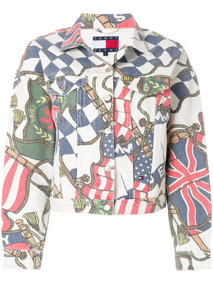 Tommy Jeans Flag Print Denim Jacket - White