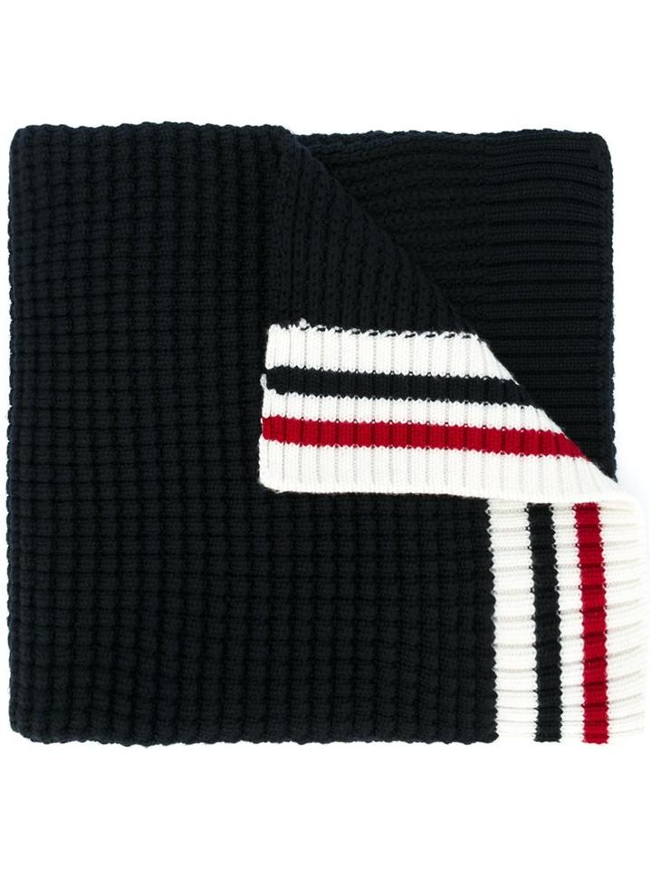 Moncler Gamme Bleu Striped Detail Scarf, Adult Unisex, Blue, Virgin Wool