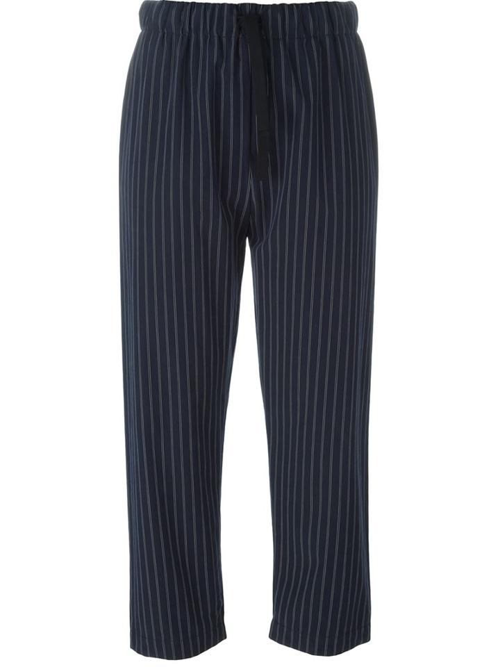 Erika Cavallini Pinstripe Cropped Trousers, Women's, Size: 40, Blue, Cotton