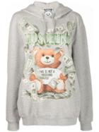 Moschino Teddy Bear Print Hooded Sweater - Grey