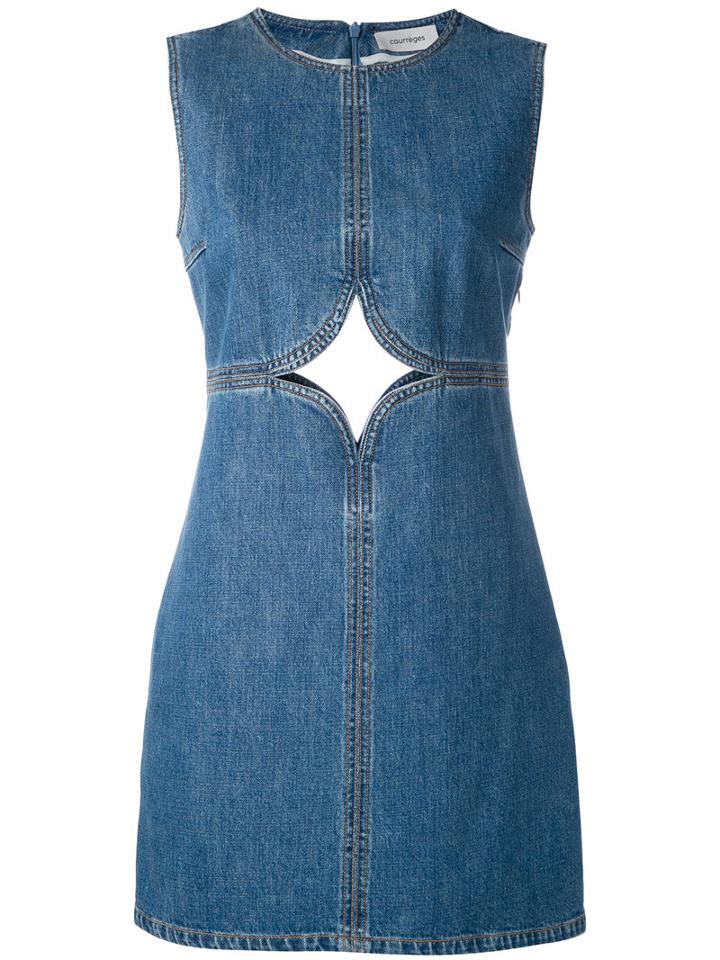 Courrèges - Cut Out Detail Denim Dress - Women - Cotton - 38, Blue, Cotton