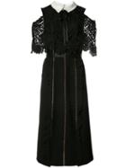 Self-portrait - Lace-panelled Dress - Women - Polyester/spandex/elastane/viscose - 8, Black, Polyester/spandex/elastane/viscose