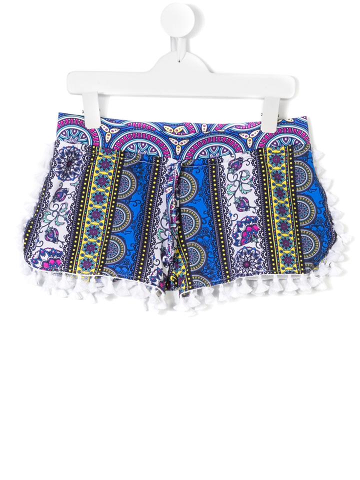 Mc2 Saint Barth Kids Teen Mixed Print Tassel Shorts - Multicolour