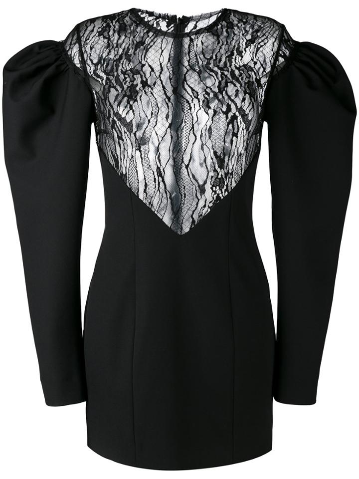 Saint Laurent Drop Puff Sleeve Mini Dress - Black