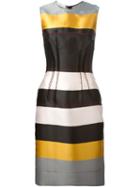 Cédric Charlier Striped Fitted Dress, Women's, Size: 40, Polyester/silk