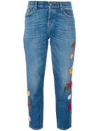 7 For All Mankind Floral Embroidered Jeans, Women's, Size: 29, Blue, Cotton/spandex/elastane