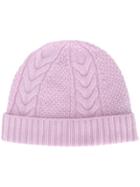 N.peal Cable-knit Beanie Hat - Pink & Purple