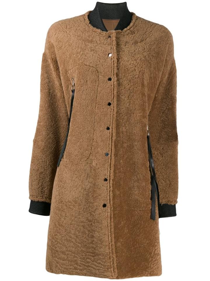 Liska Textured Bomber Coat - Brown