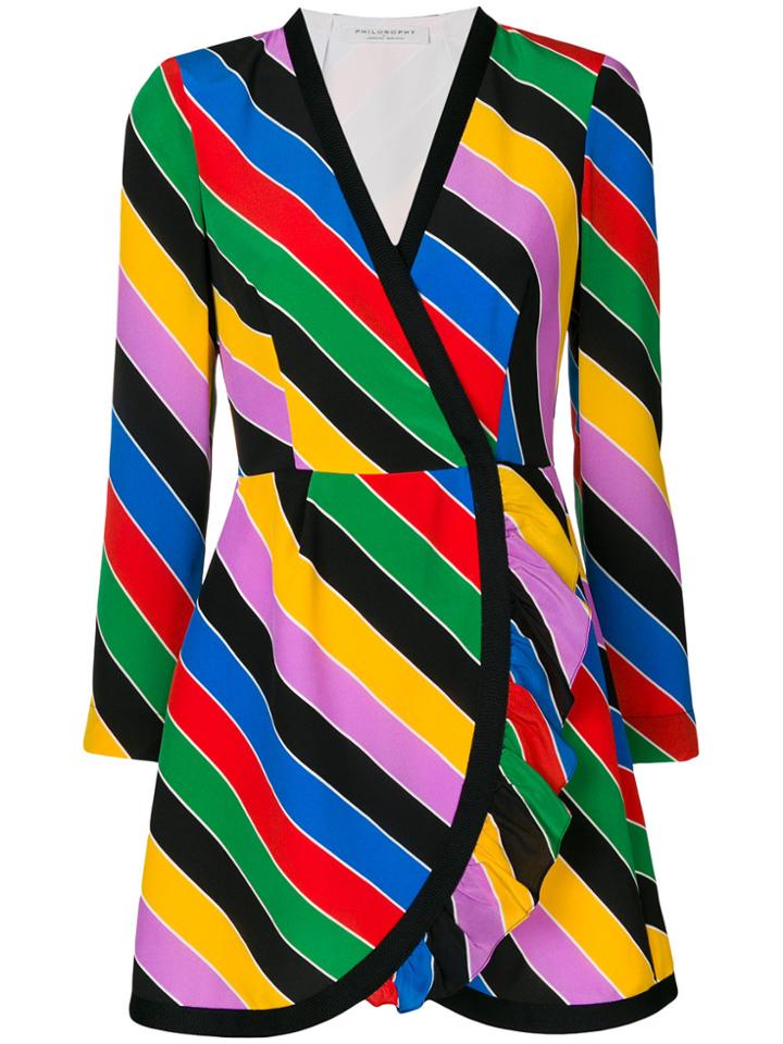 Philosophy Di Lorenzo Serafini Striped Wrap Dress - Multicolour