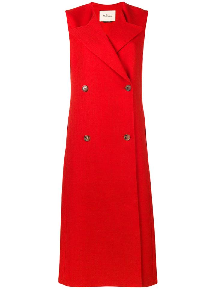 Mulberry Sleeveless Double-breasted Coat - Red