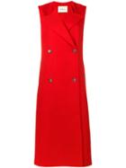 Mulberry Sleeveless Double-breasted Coat - Red