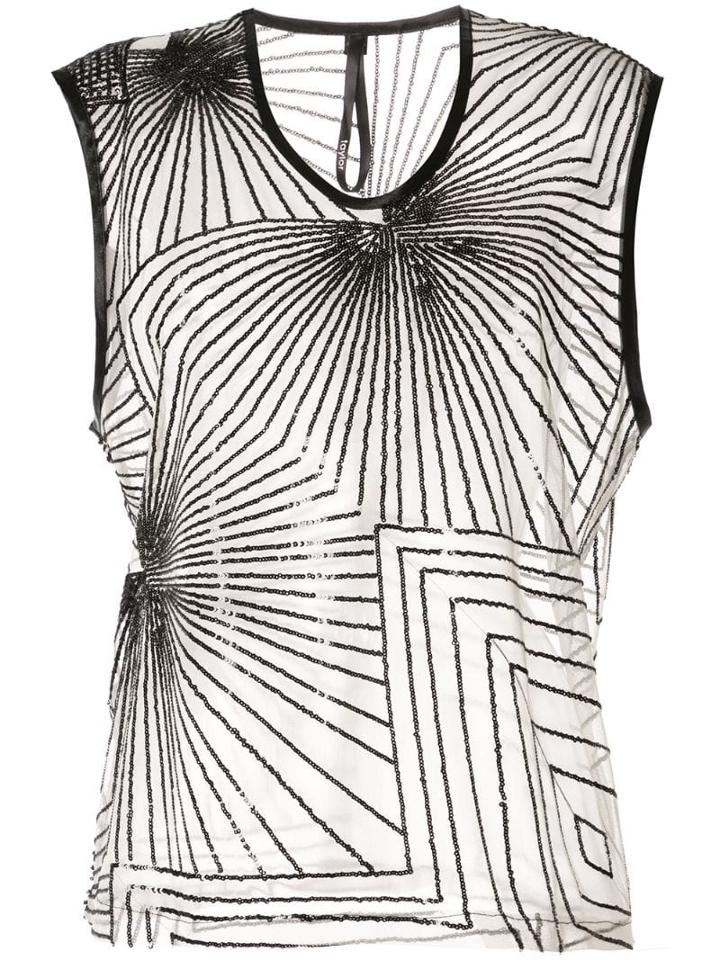 Taylor Sequin Sector Sleeveless Top - Neutrals