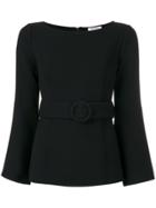 P.a.r.o.s.h. Flared Sleeves Belted Blouse - Black