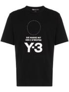 Y-3 Black Logo And Circle Printed Cotton T-shirt
