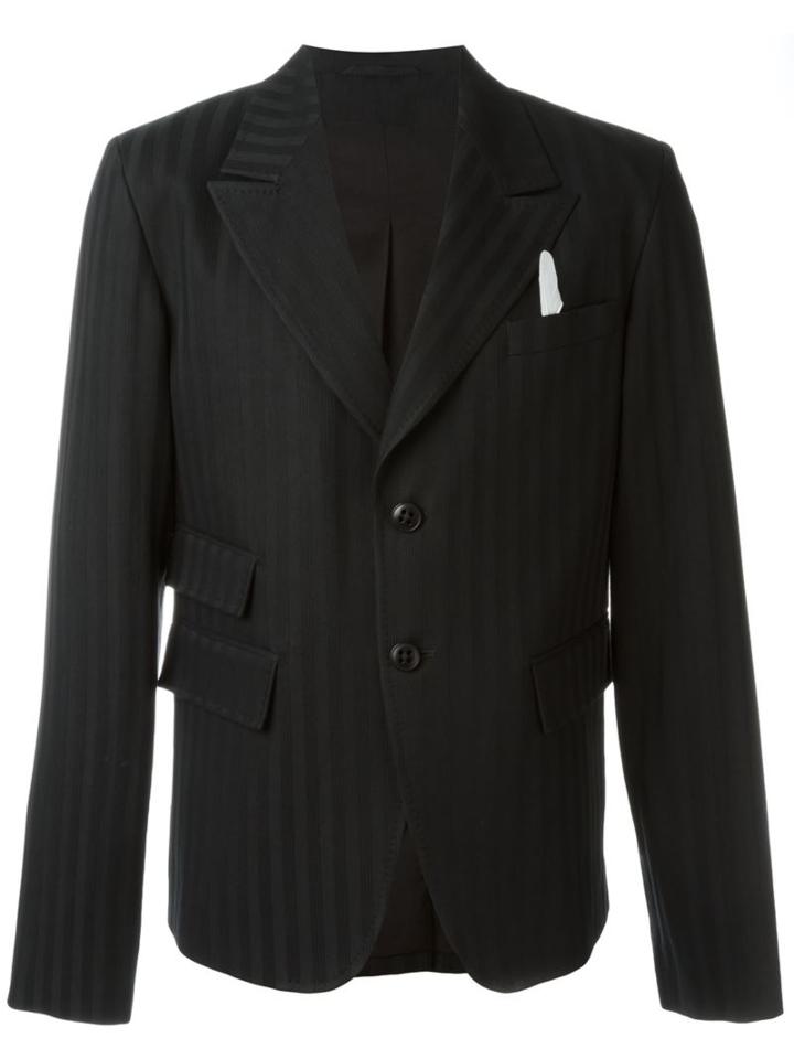 Ann Demeulemeester Icon Jacquard Stripe Blazer, Men's, Size: Medium, Black, Cotton/viscose/rayon