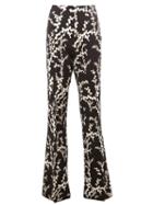 Giambattista Valli Floral Flared Trousers, Women's, Size: 42, Black, Cotton/polyamide/acetate/viscose