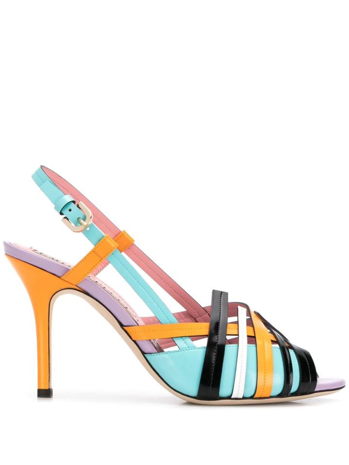 Emilio Pucci Colourblock Woven Leather Slingback Sandals - Orange
