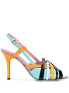 Emilio Pucci Colourblock Woven Leather Slingback Sandals - Orange