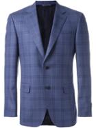 Canali Checked Blazer, Men's, Size: 54, Blue, Cupro/wool