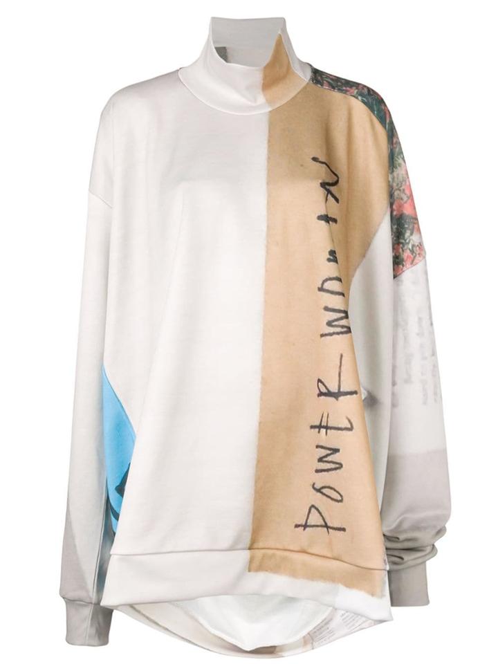 Marques'almeida Slogan Colour-block Sweater - Nude & Neutrals