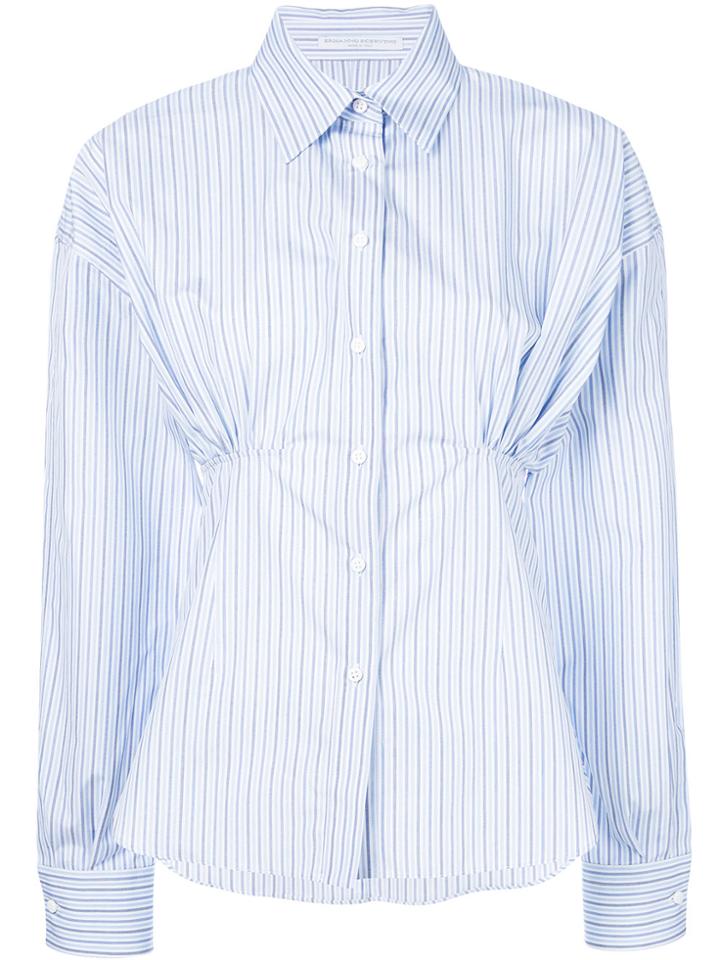 Ermanno Scervino Striped Gathered Shirt - Blue