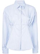 Ermanno Scervino Striped Gathered Shirt - Blue