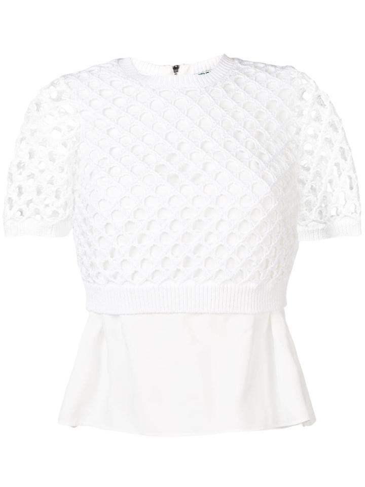 Kenzo Short Sleeved Crochet Top - White