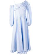 Alexa Chung Pinstripe One Shoulder Dress - Blue