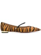 Aquazzura Tiger Print Ballerina Pumps - Brown