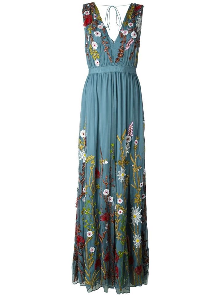 Alice+olivia Floral Embroidery Gown