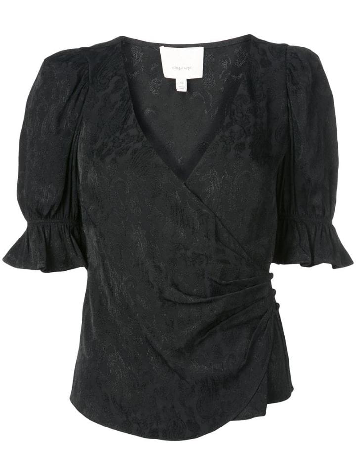 Cinq A Sept Wrap-front Blouse - Black