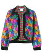 Yves Saint Laurent Vintage Rhombus Print Jacket, Women's, Size: 38, Green