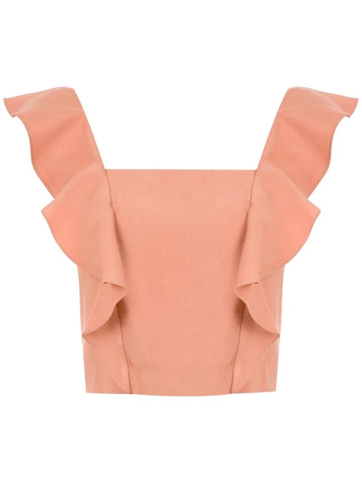 Nk Ruffled Cropped Top - Brown